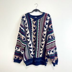Disney | Sweaters | Disney Catalog Vintage 9s All Over Coogi Like Style  Mickey Mouse Sweater | Poshmark